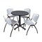 Kobe Kobe Round Table & Chair Set, Wood, Metal, Plastic Top, Grey TKB30RNDGY47GY - alternate 1
